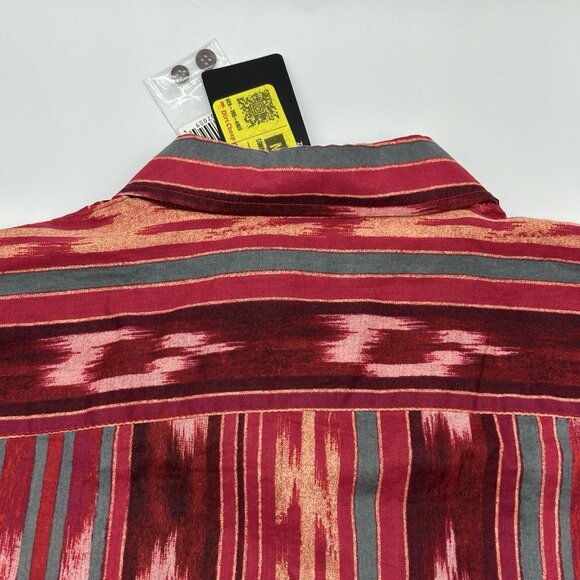 Lauren Ralph Lauren Size Small Red Geo Striped Cotton Voile Button Up Shirt NWT - Picture 11 of 13